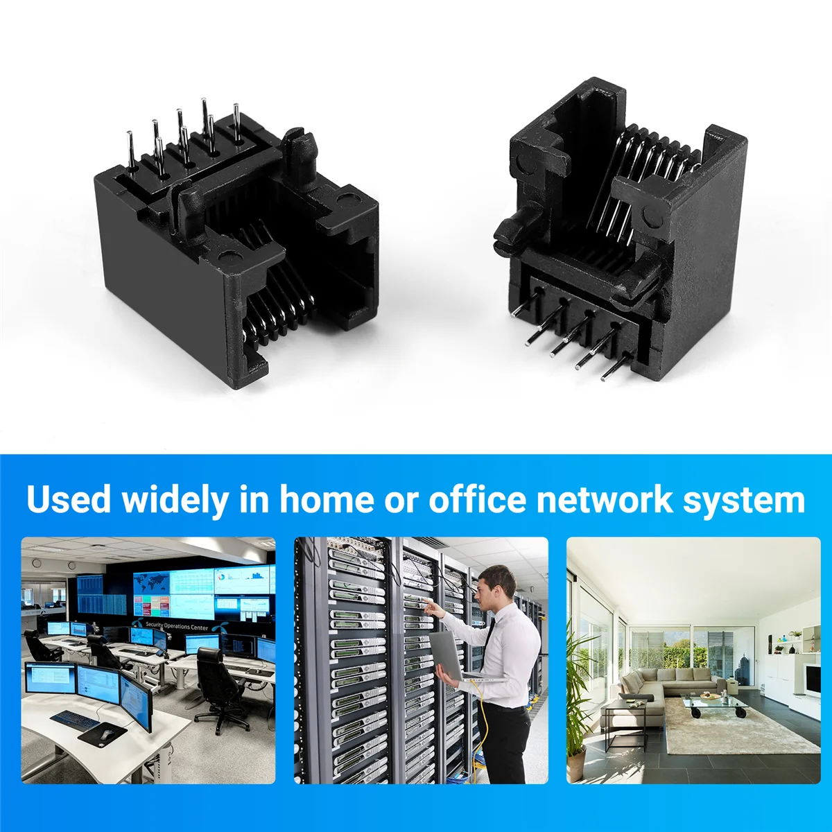 ГОРЯЧИЕ 20 шт. RJ45 8P8C компьютерная Интернет-сеть разъем PCB черного цвета