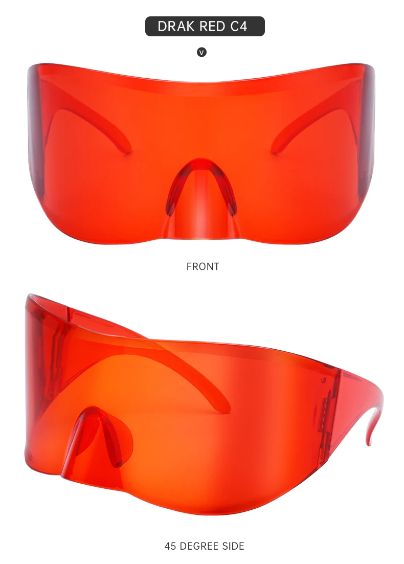 Rechteckige Masken-Sonnenbrille für Damen und Herren 2026 Luxusmarken-Designer Punk Sonnenbrille Steampunk Y2k Übergroße Shield-Brille – Detail 16