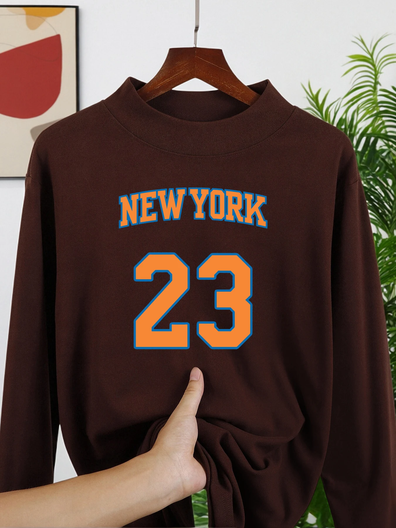 New York Nummer 23. Druck Herren Langarmhemden Winter Herbst Hemd Lässige Mode Tops Verdickte Samt Fleece Basisschicht