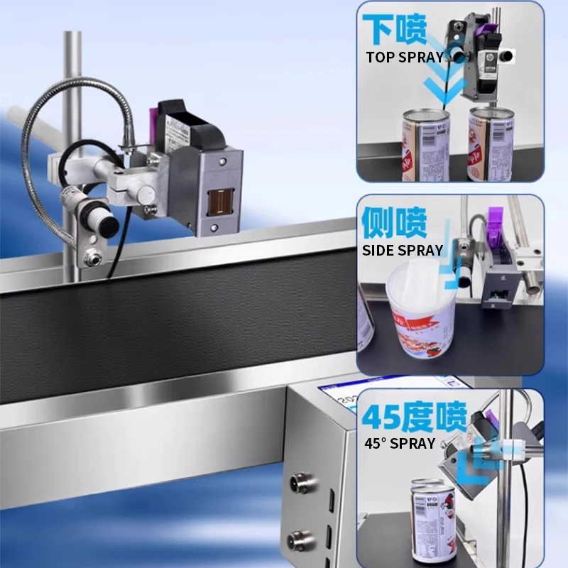 Small Countertop Fully Automatic Inline Coding Machine for Production Date, Chinese Characters, Numbers, Symbols, QR Codes Bottl