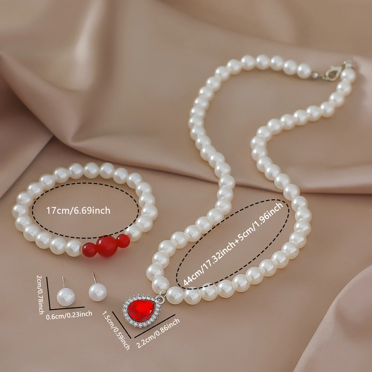 4Pcs White Imitation Pearl Jewelry Set, Wedding Accessories