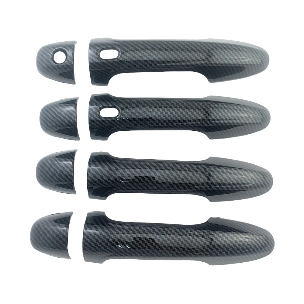 For Toyota Hliux Revo Fortuner Innova 2015 - 2020 Carbon Fiber Black Door Handle Bowl Cover Trim Car Accessories Decoration