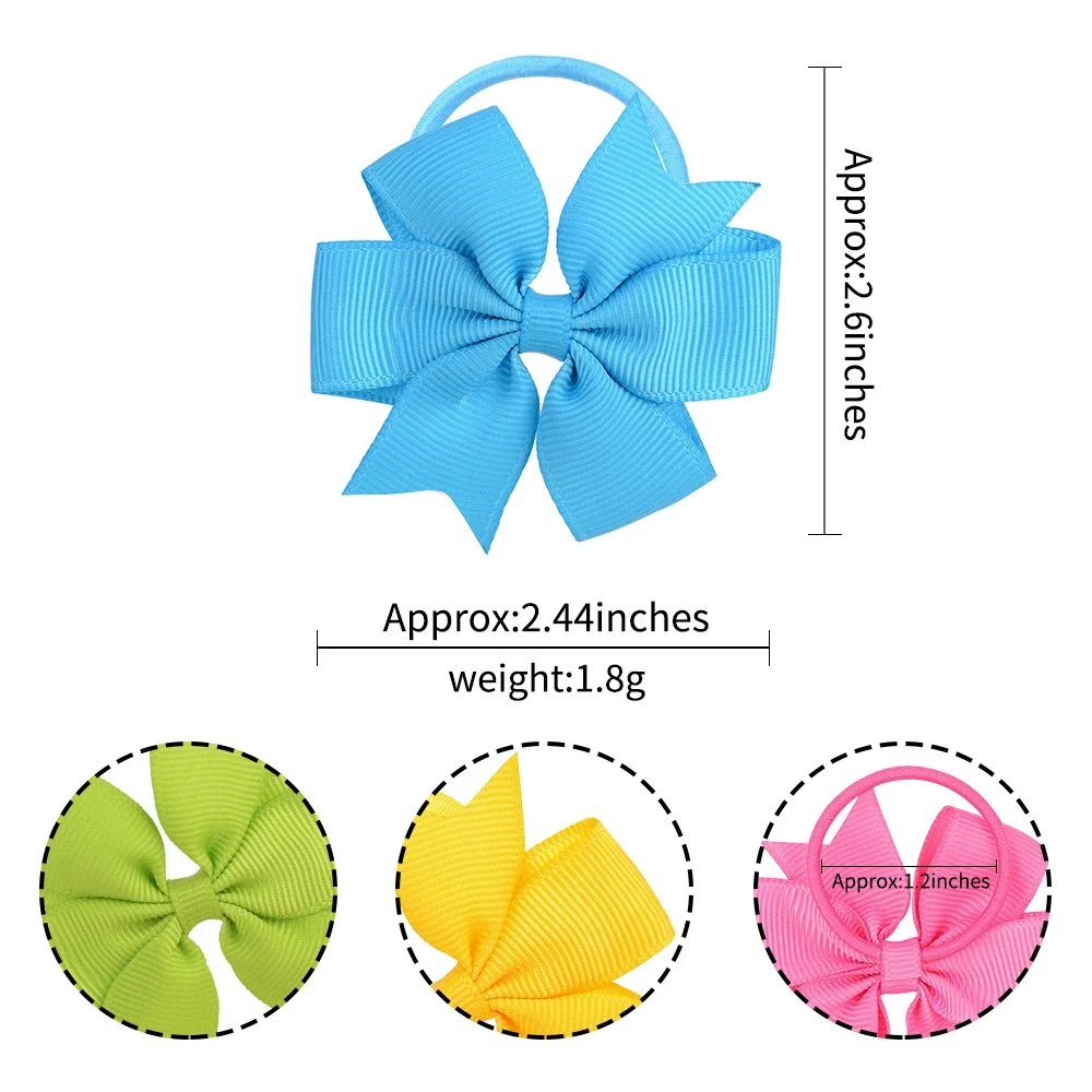 Cute Bows Elastic Hair Bands for Girls, Hair Rope, Ponytail Holder, Kids, Baby, Hair Accessories, Wholesale, 10 Pcs/Set