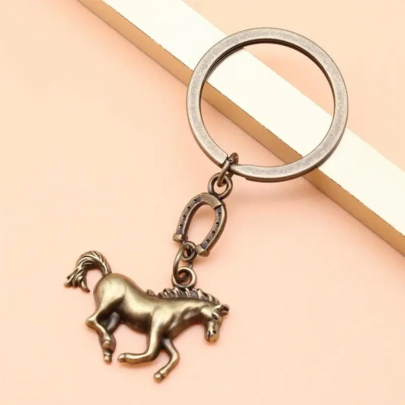 Kreativer Pferde-Metall-Schlüsselanhänger Vintage Pferde-Anhänger Schlüsselring Taschen-Schlüsselanhänger Dekoration Neujahrs-Maskottchen Souvenir Geschenk – Detail 9