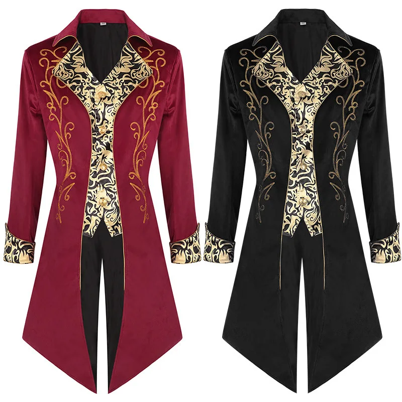 Nuevo Chaqueta Retro Steampunk para hombre, abrigo gótico victoriano, abrigo