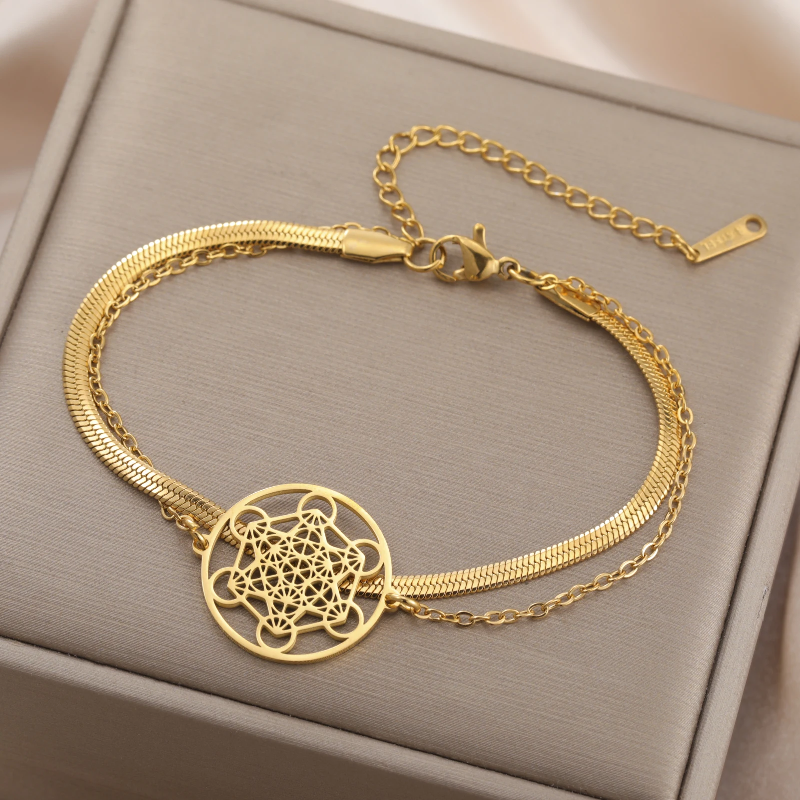 Archangel Seal Metatron Pendant Bracelet Stainless Steel Women's Hand Bracelet Judaism Sacred Angel Jewelry Gifts Sale