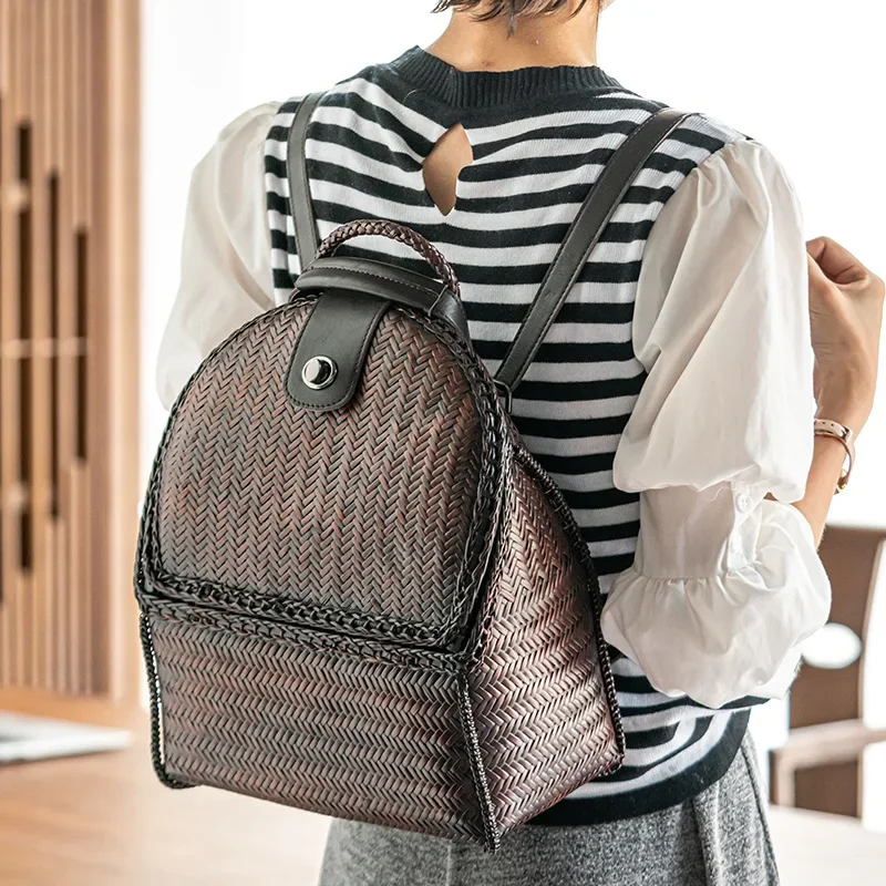 Japanese bamboo woven antique small luggage handbag, bamboo bag backpack leisure bag, tea set storage bag bamboo bag