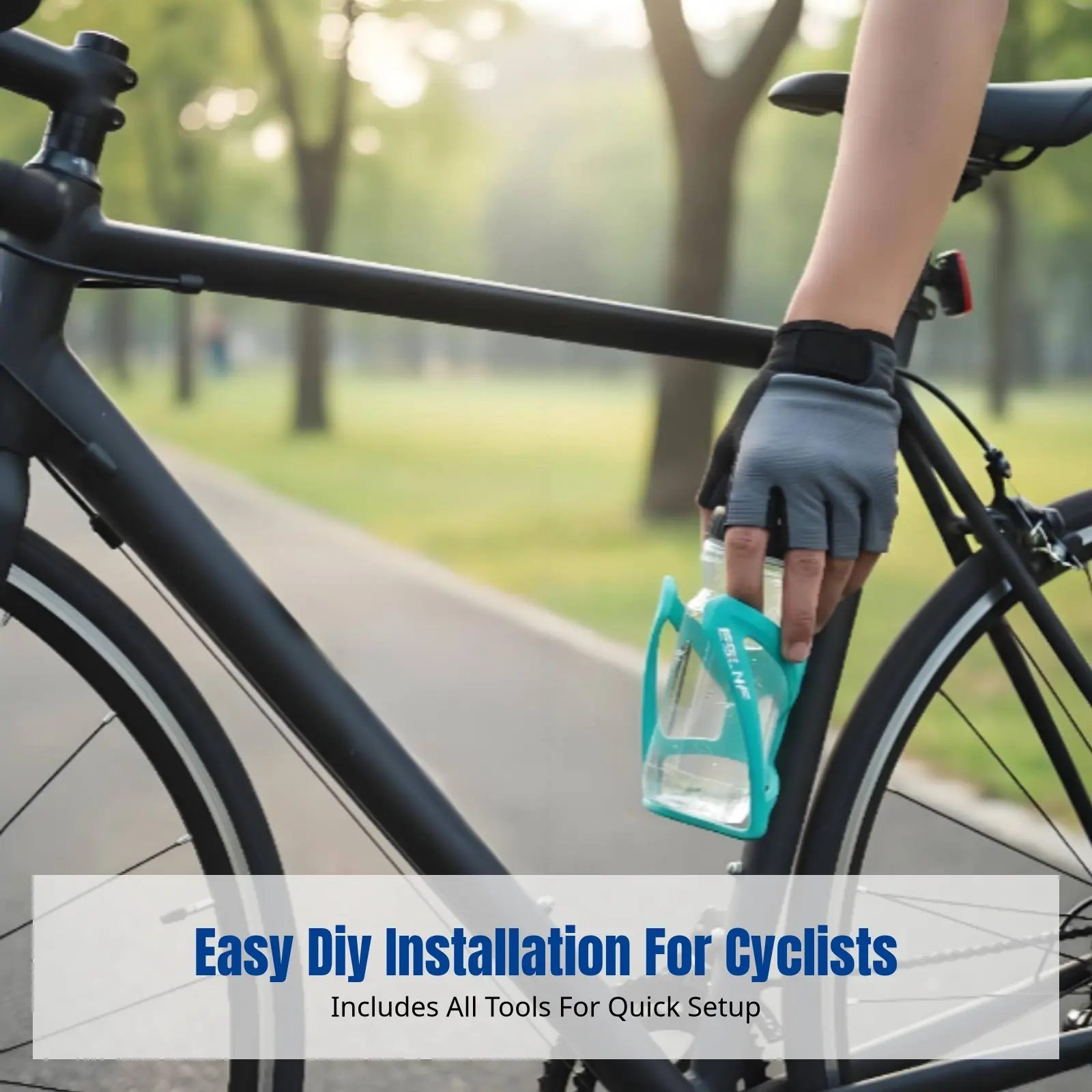 

Universal Bike Water Bottle Holder, Location Tag Compatible, Rubber Coated, Easy to Install, Cycling Gear