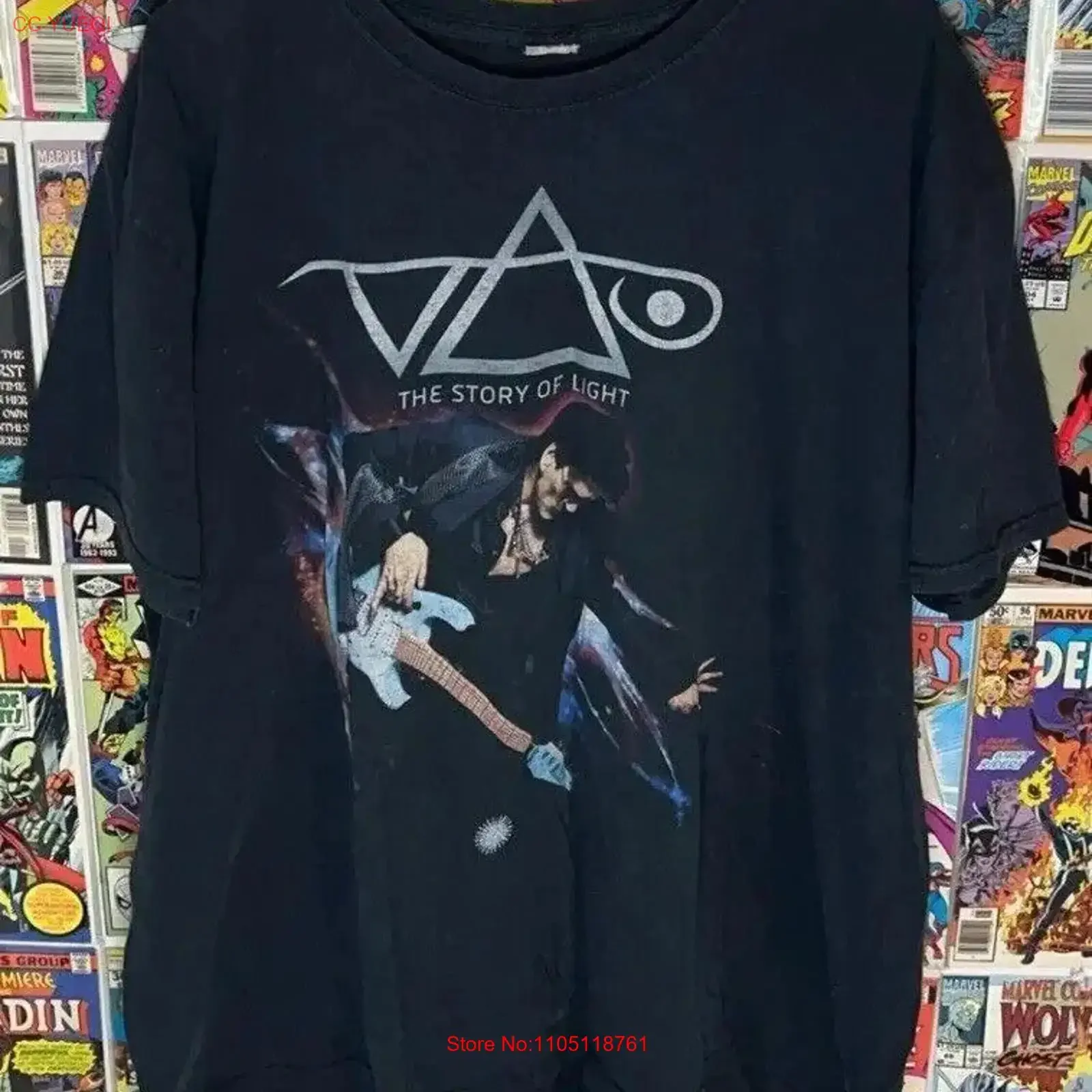 Vintage Steve Vai Story Of Light Tour Rock Music T Shirt Mens XL Black USA CD vintage Washed graphic Slightly streetwear