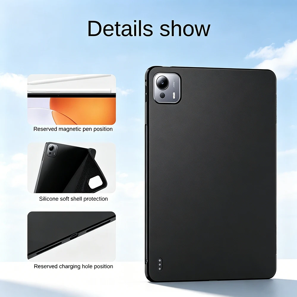 Tzion For Xiaomi Redmi Pad 2 3 5 6 7 8 9 Pro SE Max Ultra 8.7 8.8 10.61 11 11.2 12.1 12.4 12.5 14 Soft Silicone Case Black Shell