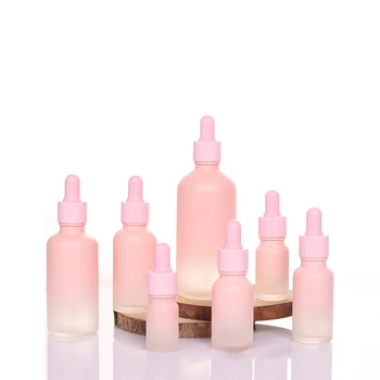 Wholesale 10ml 50ml 100ml gradient pink dropper glass bottle fine oil bottle light avoidance glass cosmetic separate bottling