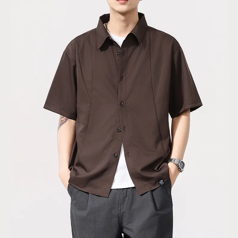 Summer Lightweight Thin Cool Shirt Men Fashion Loose Casual Vintage Short Sleeve Shirts Cityboy Plus Size Blouses