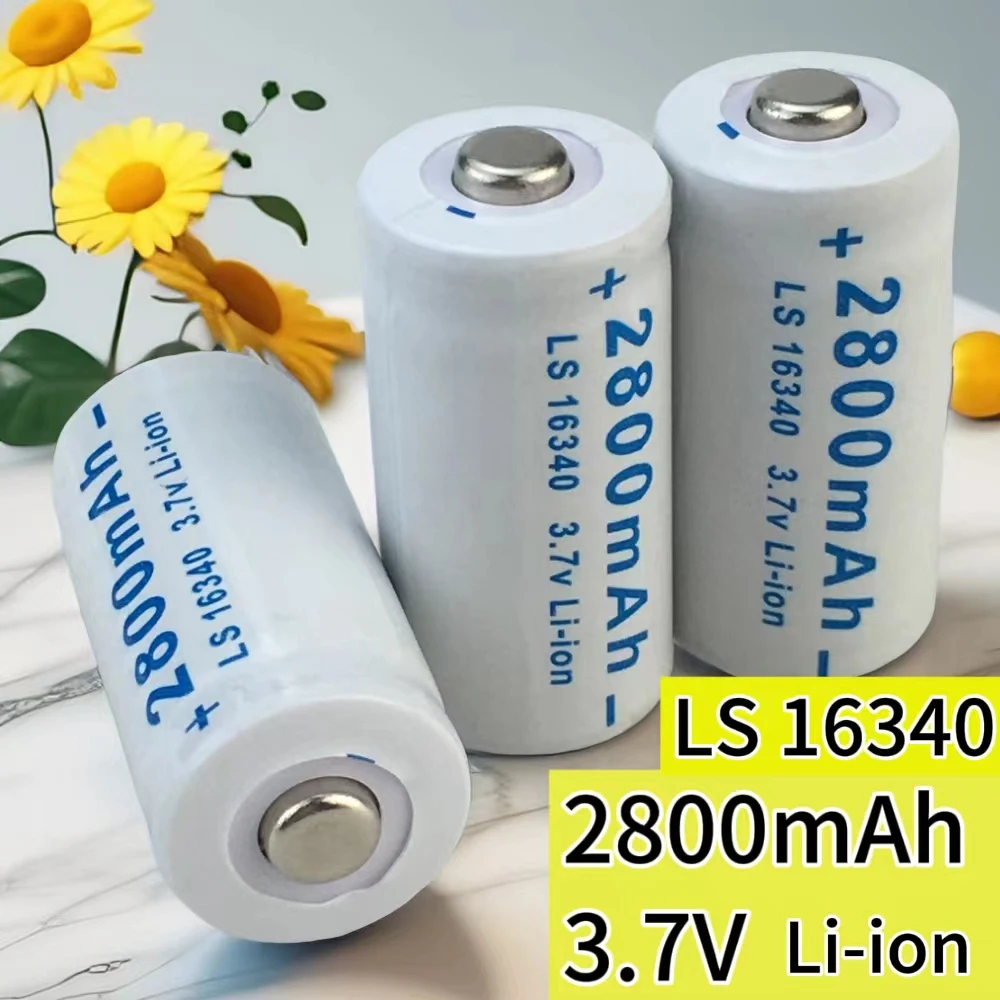 

2024 NEW CR123A RCR 123 ICR 16340 Battery 2800mAh 3.7V Safety Camera Rechargeable Lithium Ion Battery