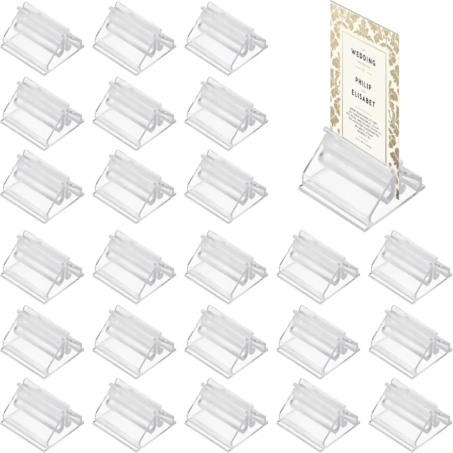 12/24/30PCS Small Wedding Table Place Cards Holder Acrylic Table Sign Stands for Wedding Cards, Photos,Memos,Pictures Display