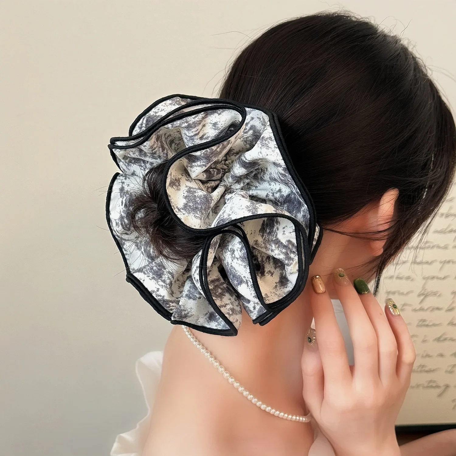 Retro Tinte Malerei Stil Tuch Scrunchies Temperament frauen Brötchen Haar Seil Elastische Pferdeschwanz Haar Bands Koreanische Haar Zubehör