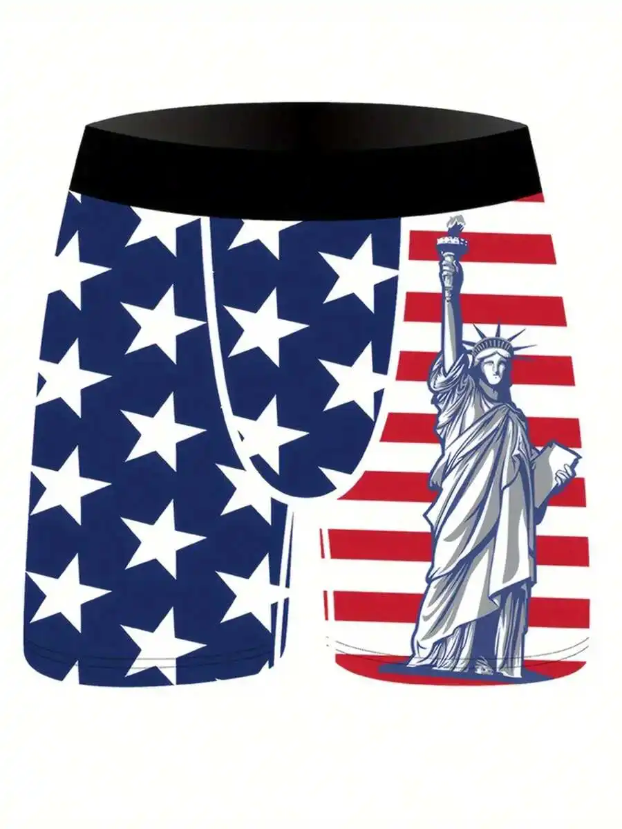 3pcs Patriotic Eagle American Flag Print Mens Breathable Briefs Underwear