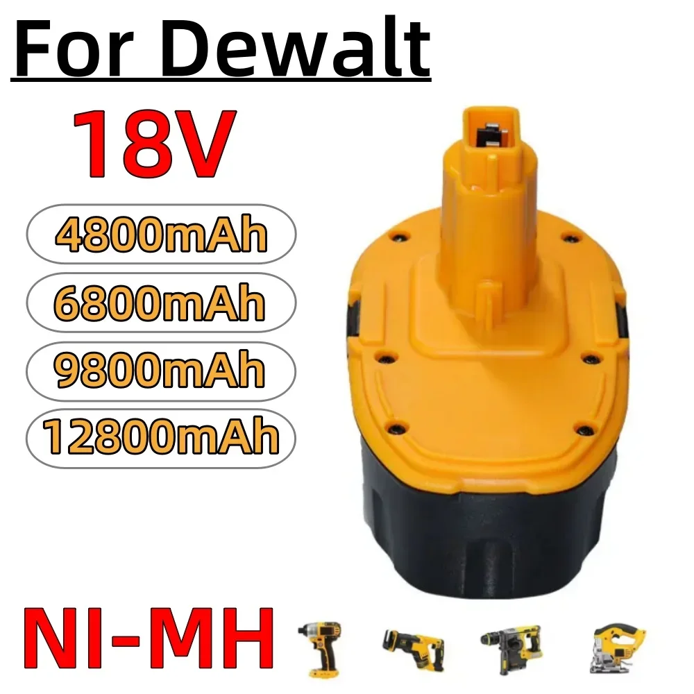 18V 12800mAh Ni-MH Power Tool Battery Compatible with Dewalt DC9096 DE9039 DE9095 DW9098 DE9503 DW9096 High-Quality Replacement