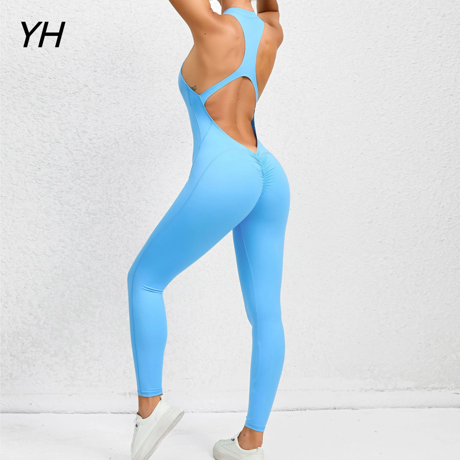 2023New Zipper One-piece Yoga Jumpsuits Sports Bodysuit Hollow-out Back Running Fitness Pilate Gym Ballet Dance Aerial Jumpsuits