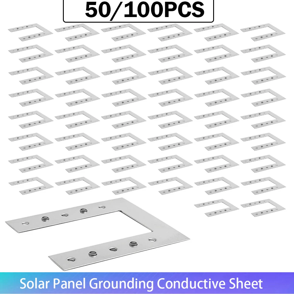 

50/100pcs Solar Panel Grounding Conductive Sheet Photovoltaic Gasket Cable Clamp PV Grounding Clip Washer Sheet 42x50mm