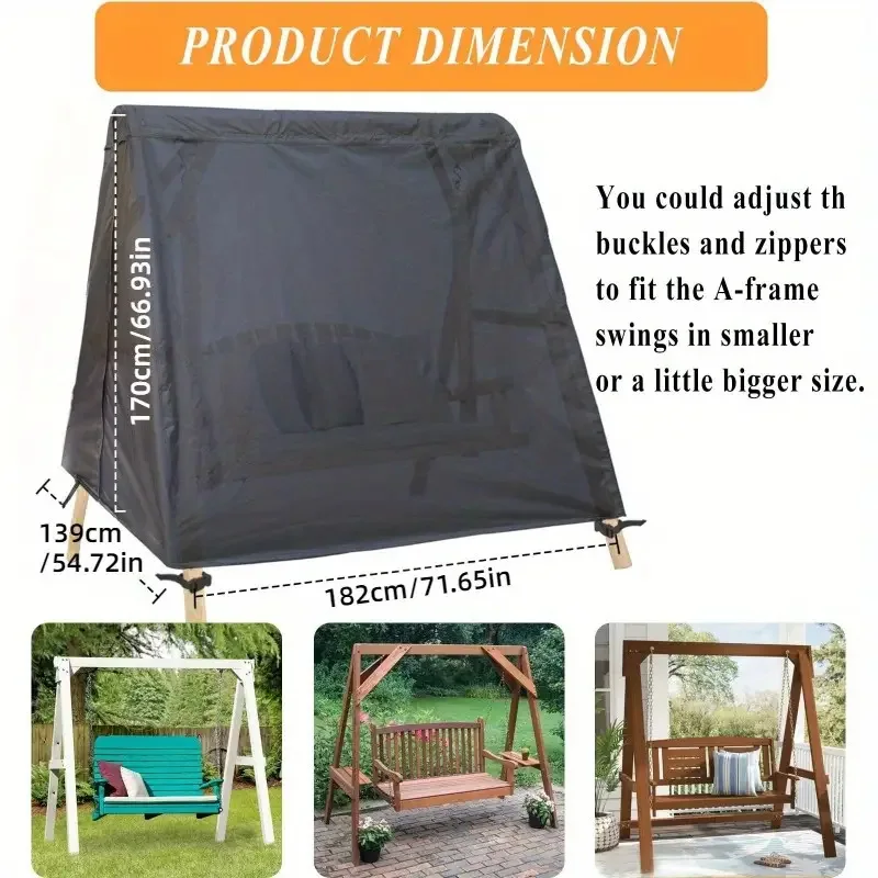 

Patio Swing Cover AFrame Swing Cover Waterproof 3 Seater UV Protection Weatherproof Outdoor Hammock Cover Garden Furniture Cover