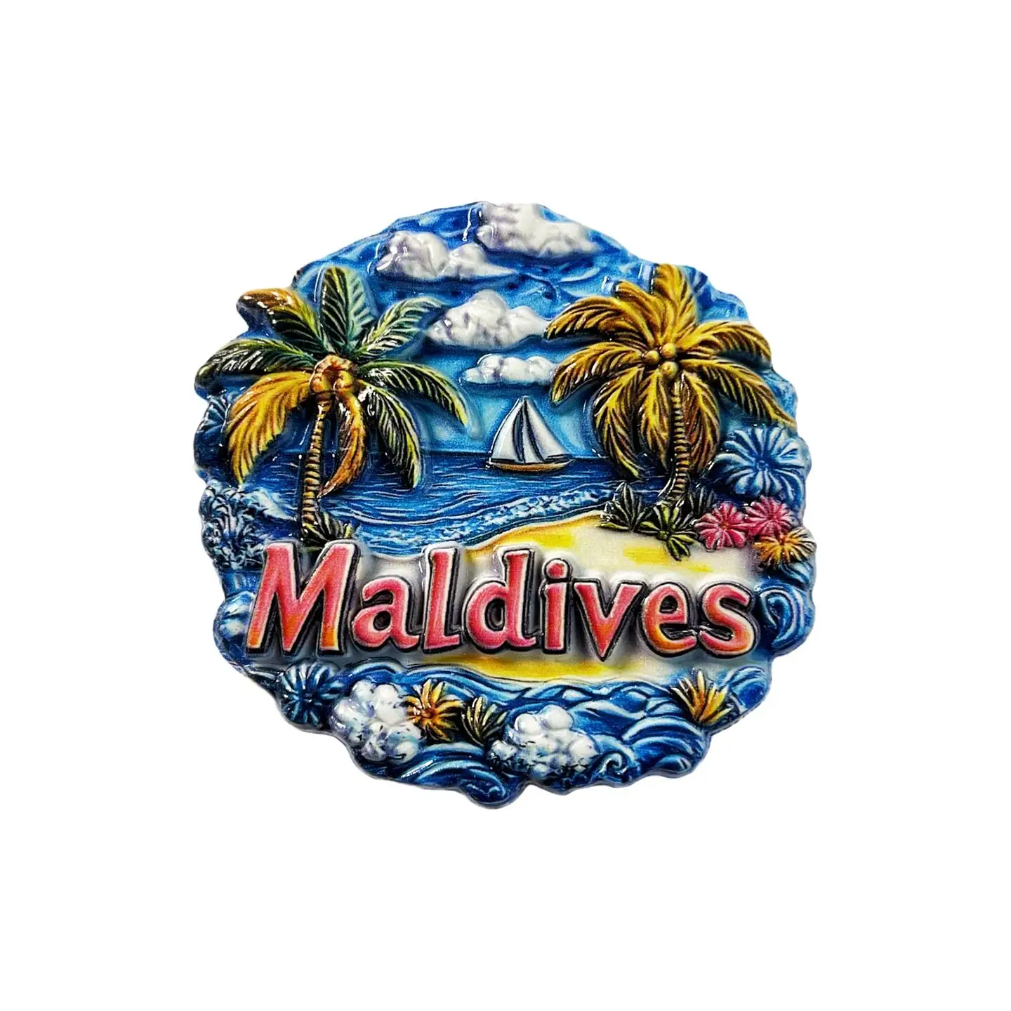 Imán Decorativo para Refrigerador con Diseño de Recuerdo Turístico de la Isla Kulamati, Atol de Ali Ba, Maldivas