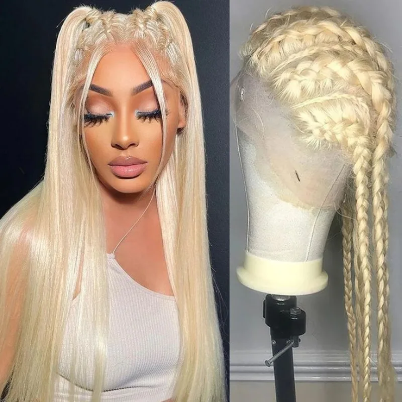 Rosabeauty 40Inches 13x6 Blonde 613 HD Straight Lace Front Human Hair Wigs Glueless 13X4 Frontal Wig Preplucked 250%