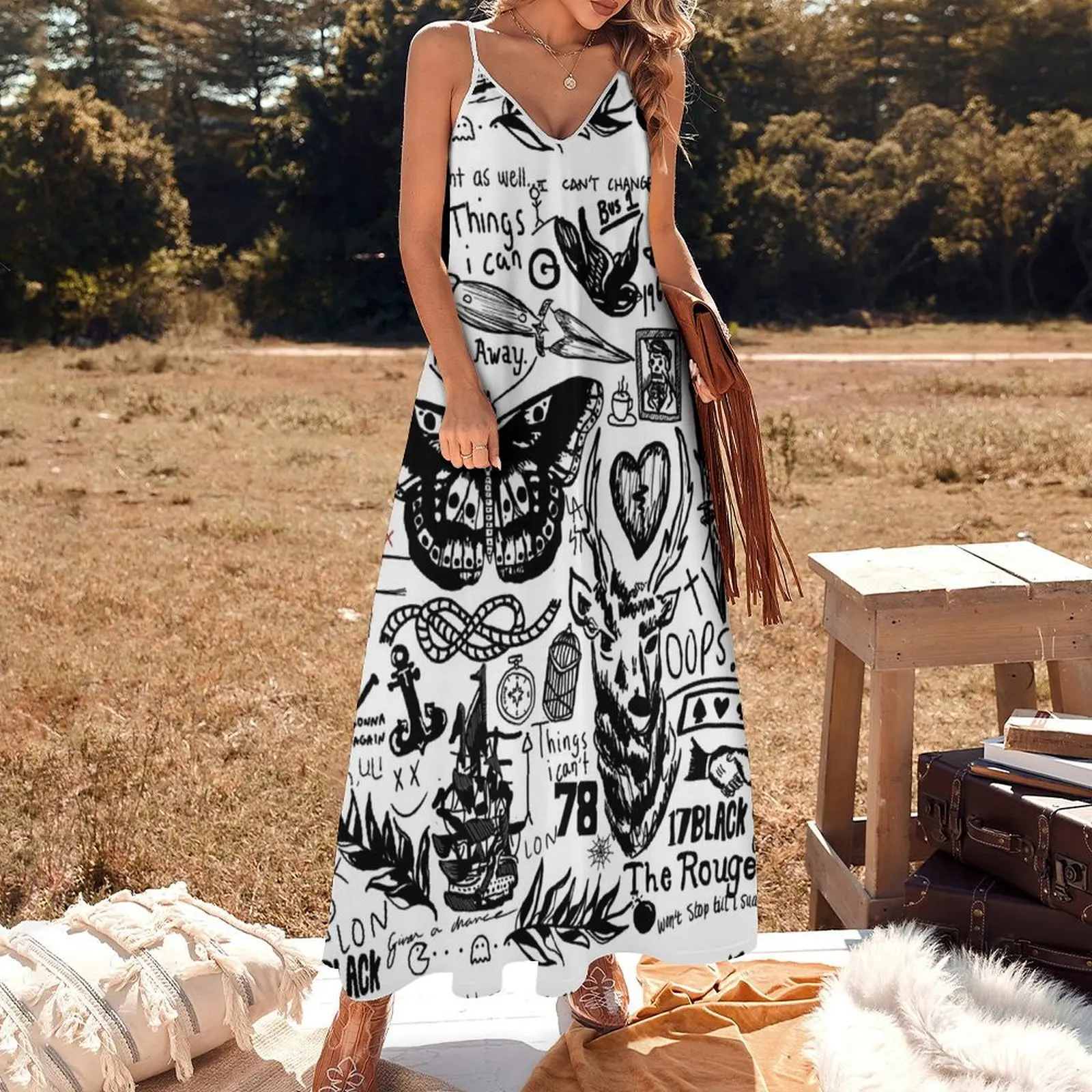 Tattoos Collage Sleeveless Dress women dresses women's summer clothing 2024