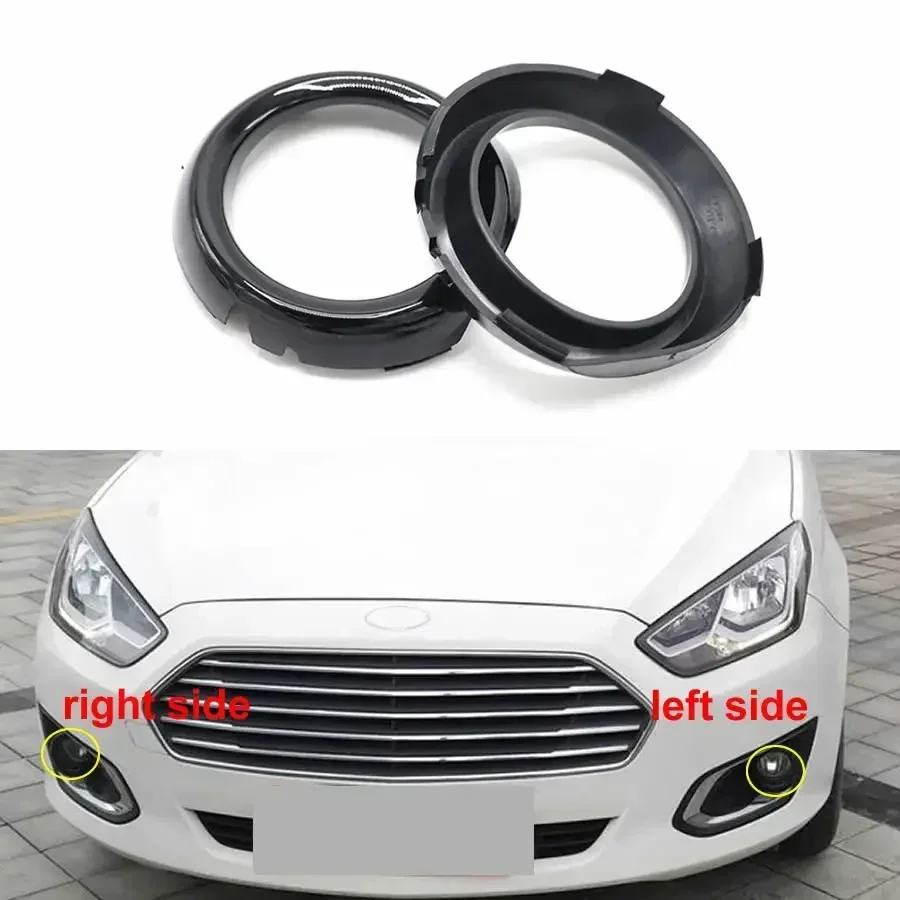 For Ford Escort 2015 2016 2017 2018 Car Accessories Fog Lamp Frame Foglight Decoration Ring Cover Trim Black