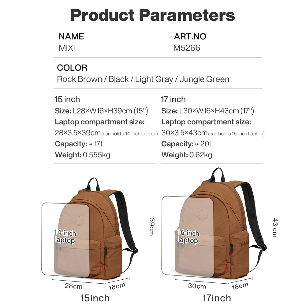 Mixi mochila leve ao ar livre casual carry on laptop mochila de viagem para mulheres homens 15 Polegada 17 Polegada saco de caminhada