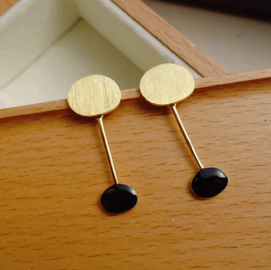 

Brass Geo Drop Earrings Women Jewelry Punk Party T Show Gown Runway Korean Japan INS