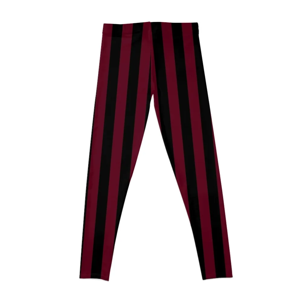 Dark Scarlet Red and Black Vertical Stripes Leggings harem pants Women\'s pants Womens Leggings