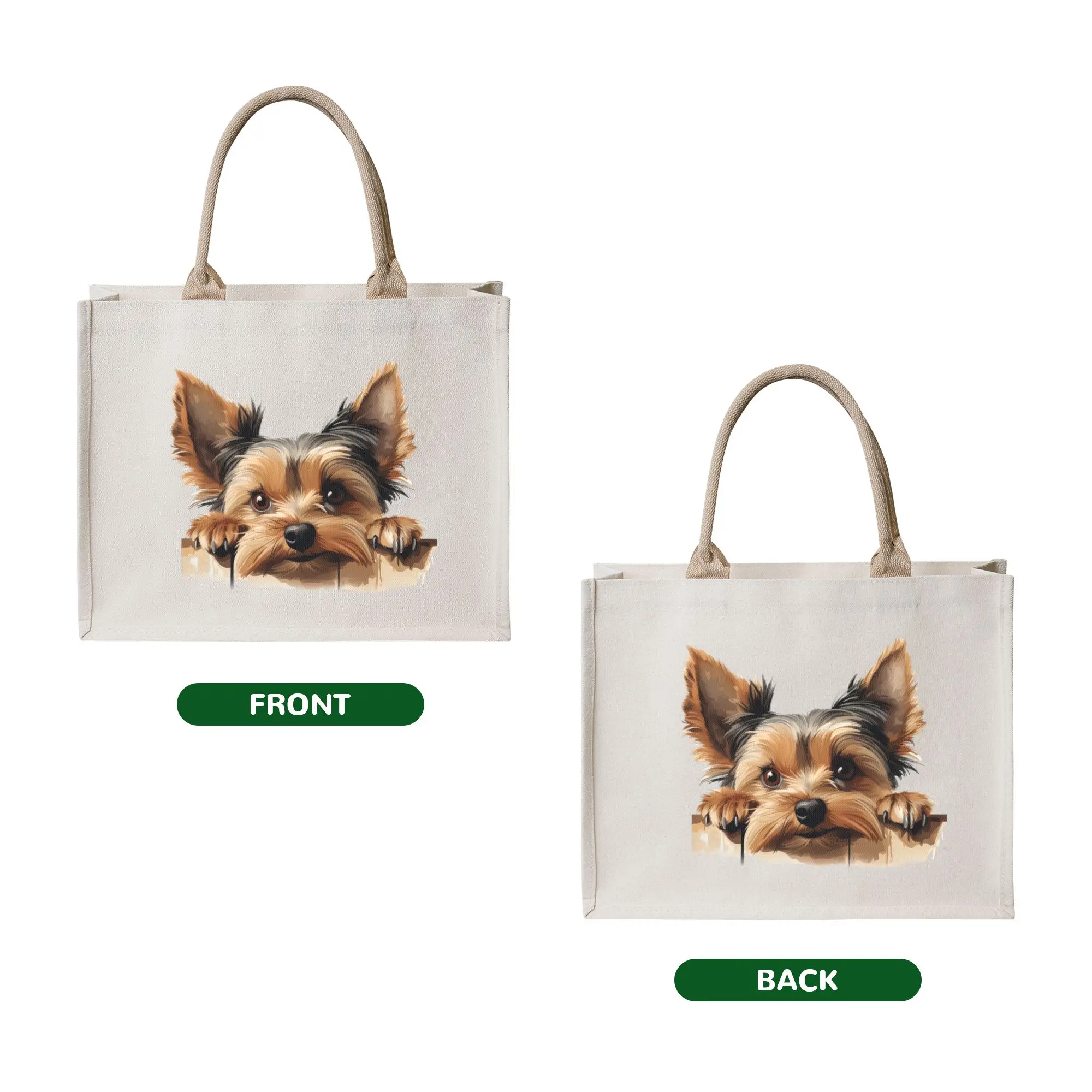 Cute Yorkshire Terrier Stars  Shopping Tote Bags Portable Yorkie Dog  Grocery Shoulder Shopper Bag