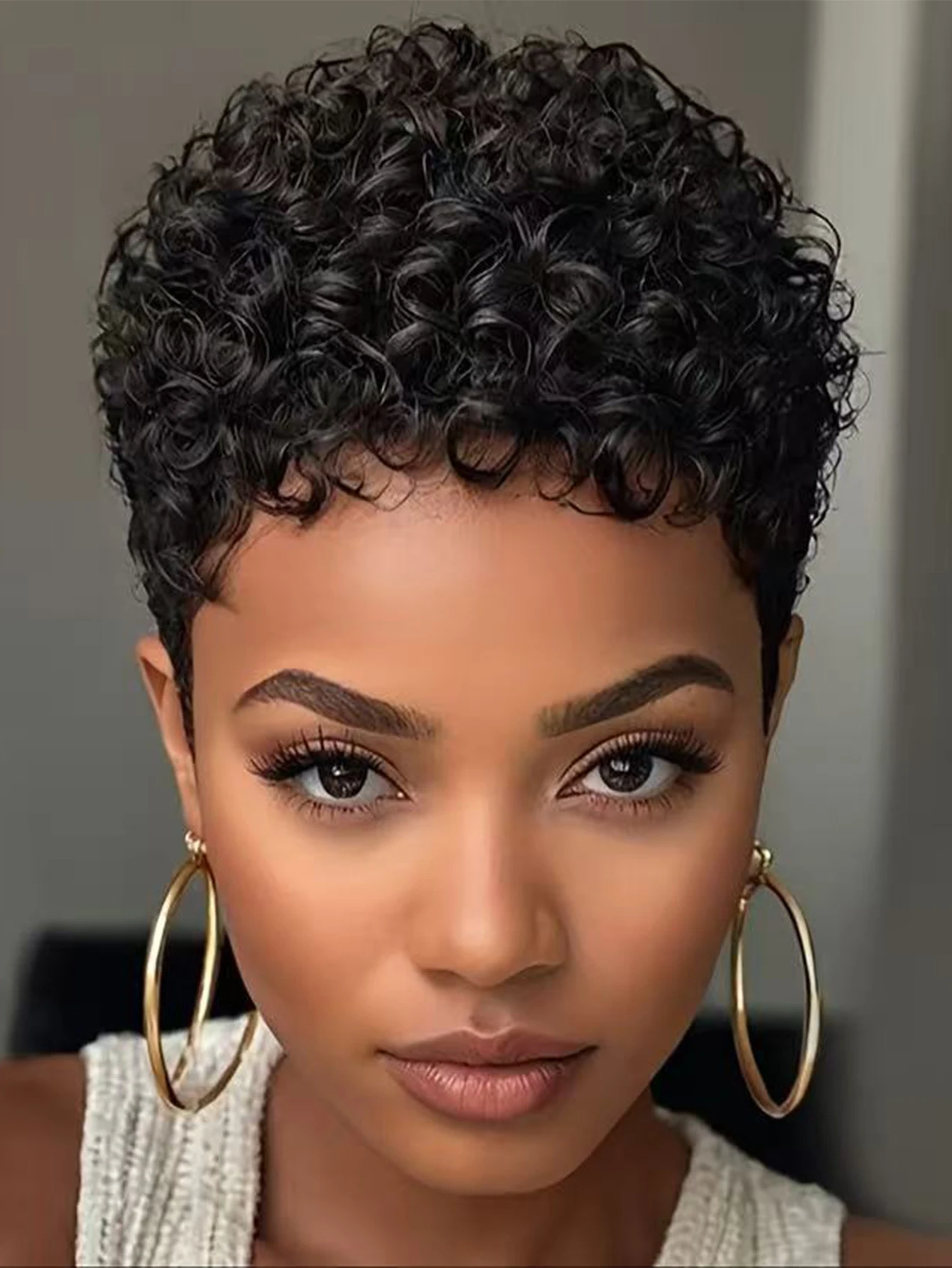 YELOWTIM África gente negra moda señora pequeña bola de pelo rizado sombreros Micro rollo peluca Europa América mujer pelo corto y rizado