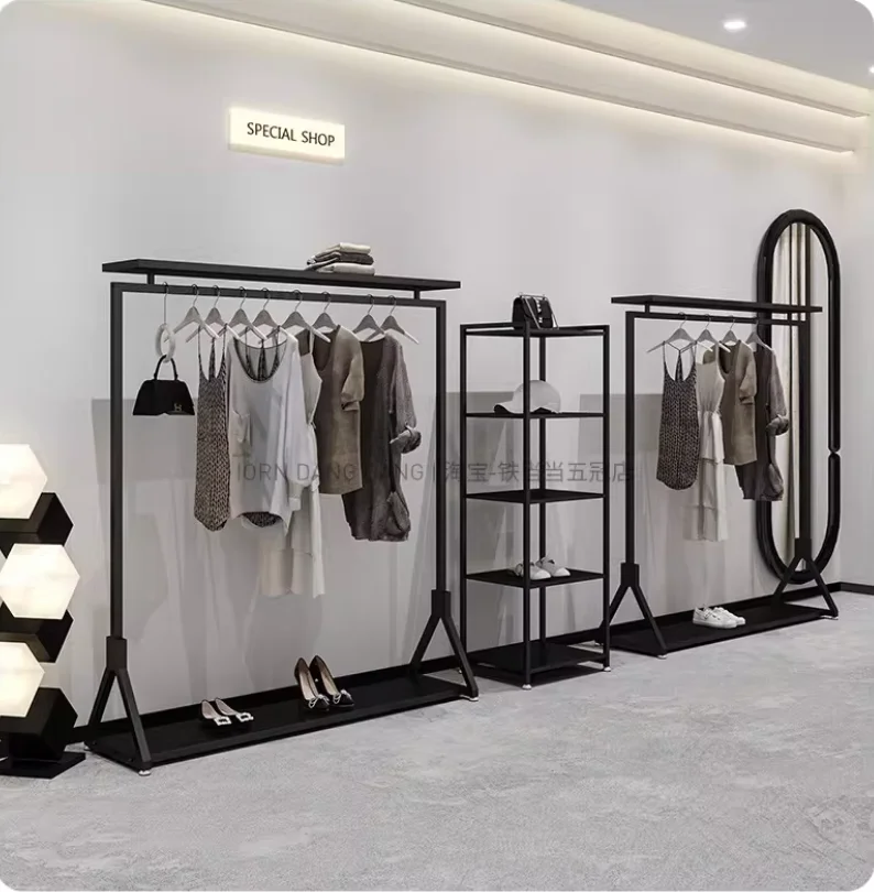 Clothing Storeiron  Store Hanger Floor Internet Celebrity Women's Clothing Children's  Vertical Thin Leg