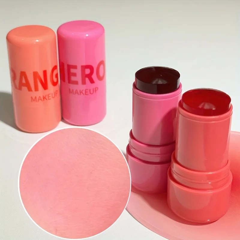 ベリーレッドの4色展開ジェリーリップバーム、防水で長時間保湿、自然なツヤのある唇と頬に。