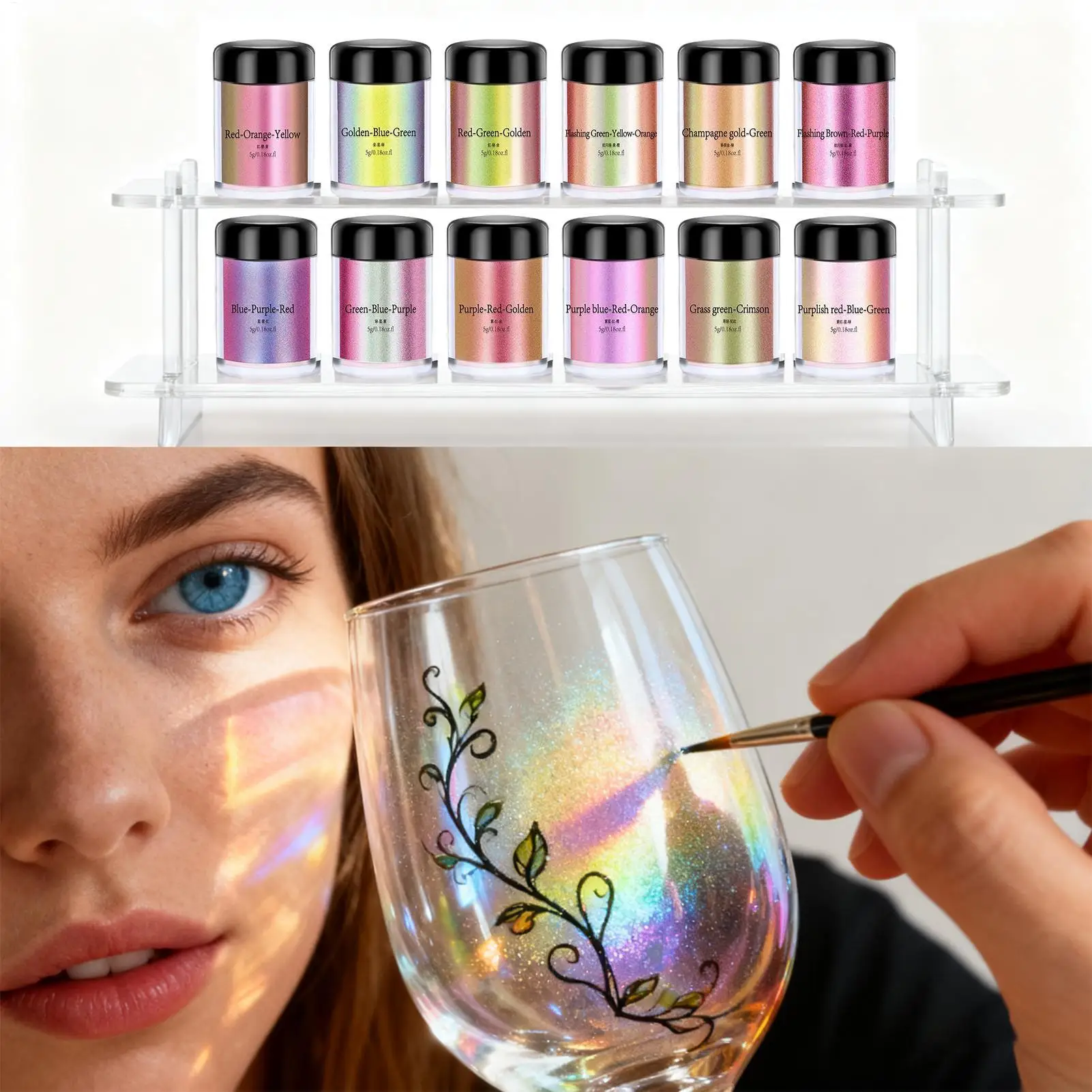 Set di polvere di mica naturale perlescente grado cosmetico 12 bottiglie di polvere di mica cosmetica pigmento di cemento per smalto lucidalabbra