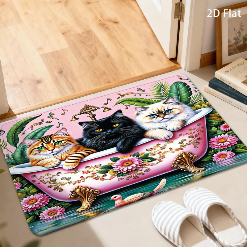 VIKAMA Funny Pug Dog Bathroom Mat Cute Toilet Paper Print Non Slip Water Absorbent Bath Front Door Floor Decor Rug