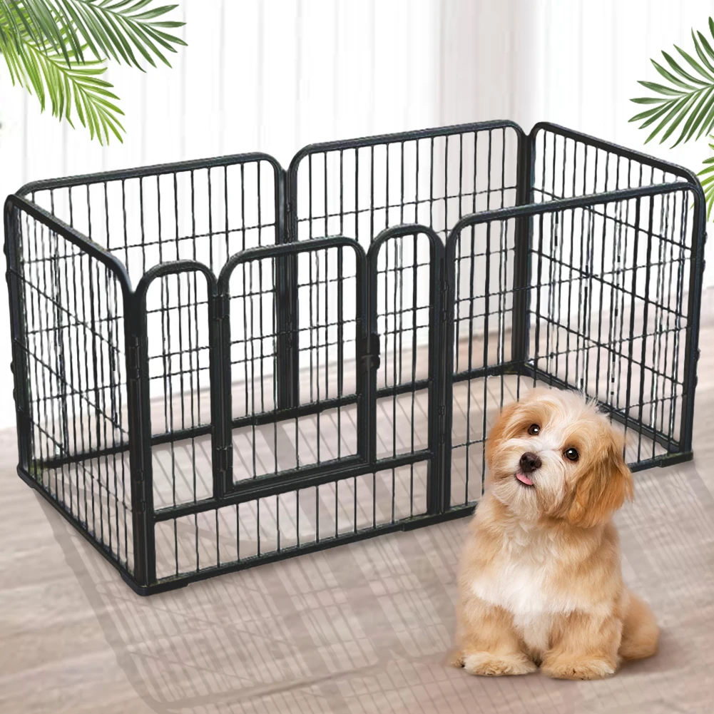 6 Panels Foldable Detachable Play Pen Heavy Duty Dog Puppy Playpen Exercise Puppy Kennel Cage for Dog Cat Rabbit Pet Exercise