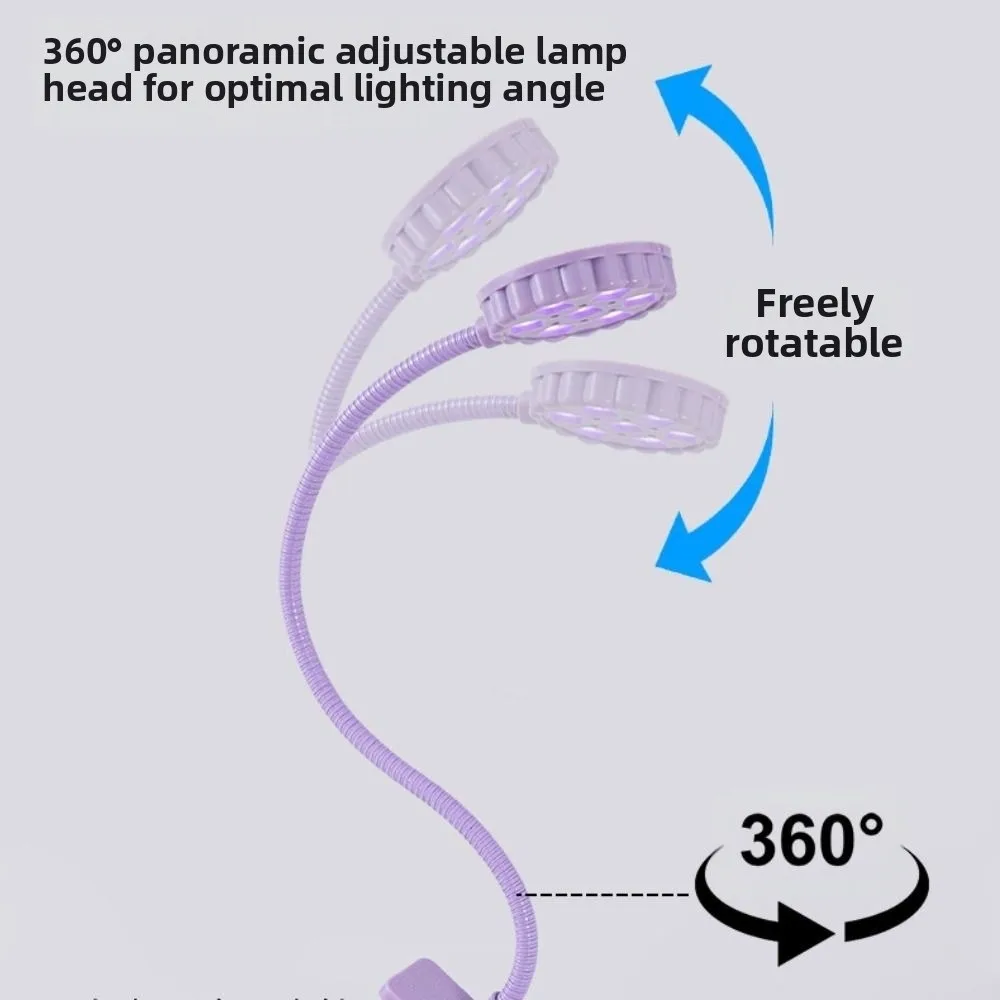 プロ仕様360度回転LEDネイルランプ ジェルネイル用 クリップ付きUVネイルドライヤー ポータブルネイルドライヤーランプ 家庭用サロンツール