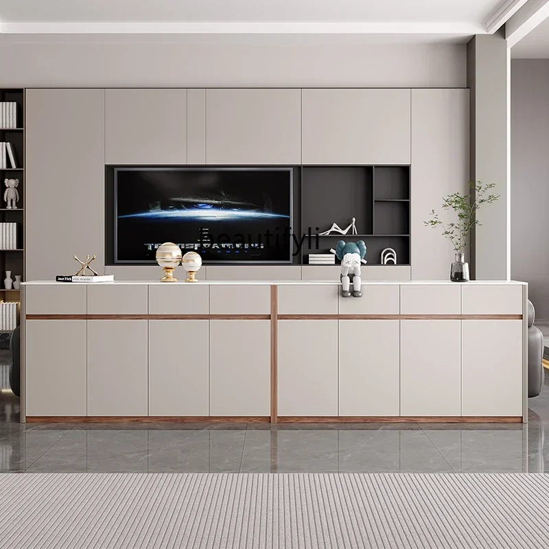 

VVMinimalist saddle leather dining side cabinet living room storage cabinet solid wood porch partition locker