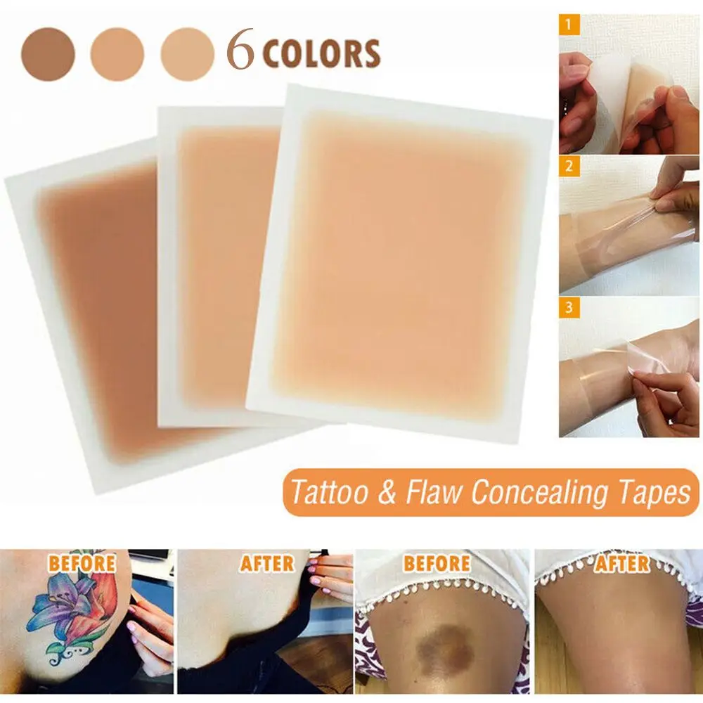 Impermeável Silicone Cicatriz Folhas Tattoo Flaw, Esconder Fita, Adesivo de Corretivo de Cobertura Completa, Livre de Drogas, Marcas Acne Burn Patch