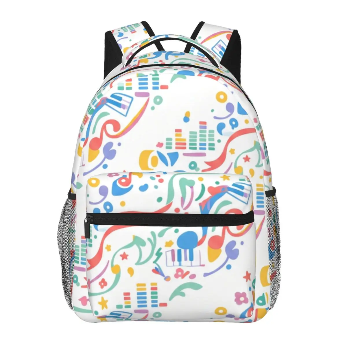 Cool Student Backpack Diagonal Music Note Piano Key Geometry Equalizer Preppy School Color Concert Bookbag for Teens College Men