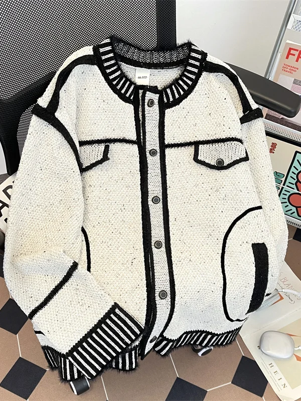 

Color Blo Knitwear Men's Casual Sle Heavyweight Coat Design Sensation Mark Pen Autumn Faion Small Fraance Sle Sweater