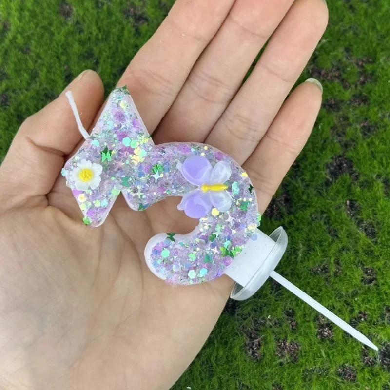 2025 New 0-9 Digits DIY Birthday Candles Butterfly Flowers Children\'s Birthday Girls Number Cake Decorations Candle Room Decor