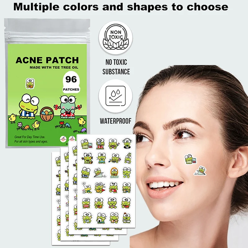 

96Pcs Frog Acne Patch Repair Acne Cleansing Invisible Breathable Waterproof Acne Cleansing Concealer Fade Clean