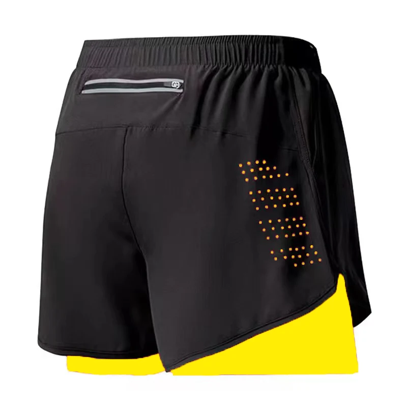 Sportedly-Short de course à pied 2 en 1 pour homme, pantalon court d\'entraînement, double pont, zones de plage, vêtements de jogging, short de sport