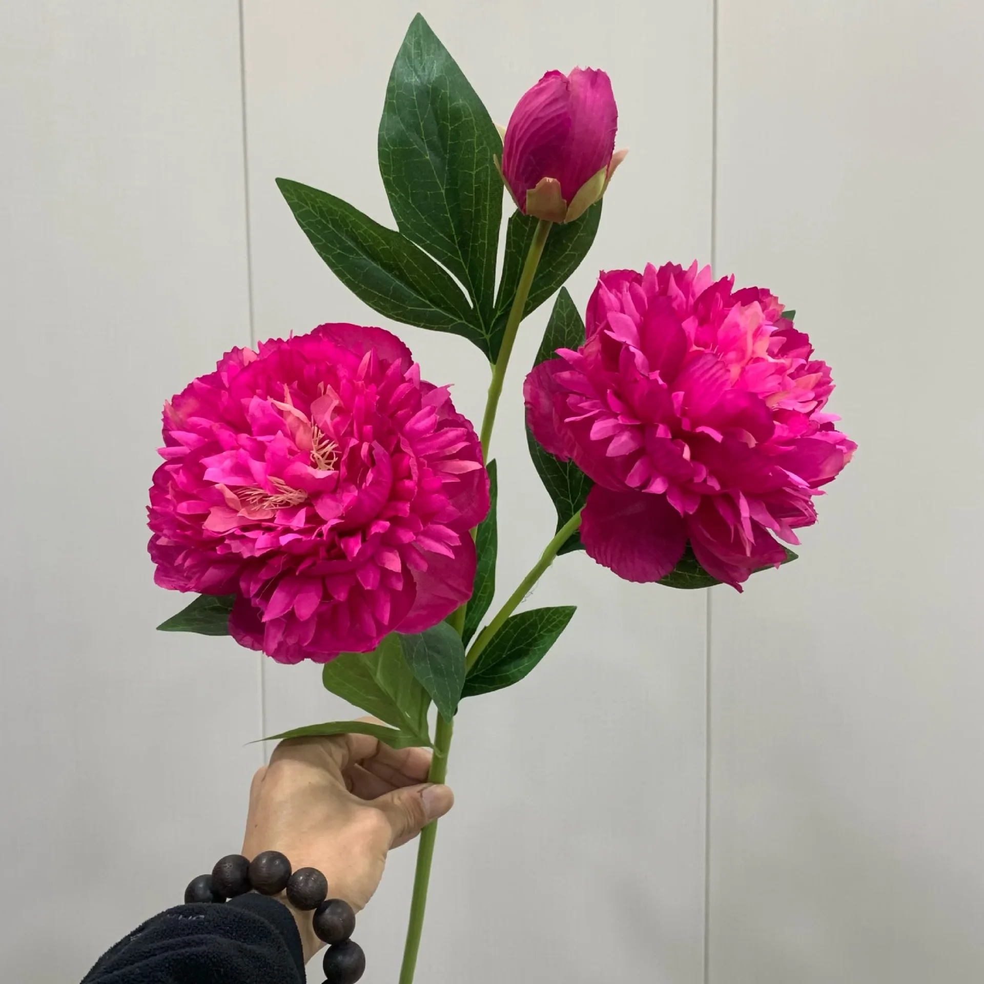 Lifelike 3 Head Peony long branch Silk artificial flowers home party wedding decoration flores bedroom fleurs artificielles
