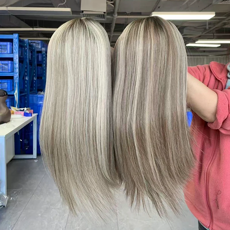 Blond cendré grande taille de Base 8X8 pouces européen Remy vierge cheveux humains Base en soie juive Topper pour les femmes