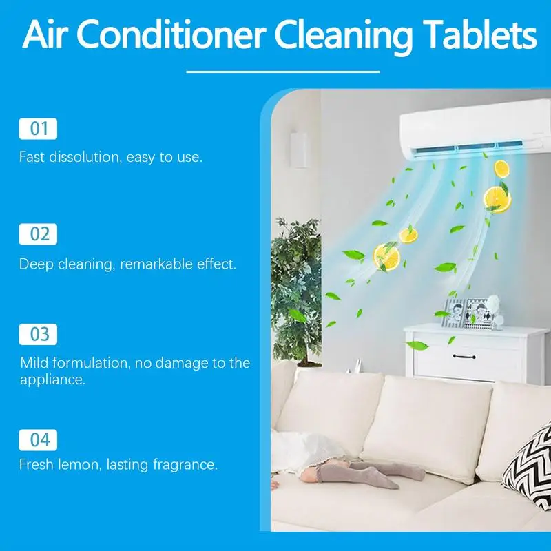 Air Conditioning Cleaning Tablets 12pcs Air Conditioner Filter Cleaner Air Conditioner Outlet Cleaner Deep Cleaning For Odor