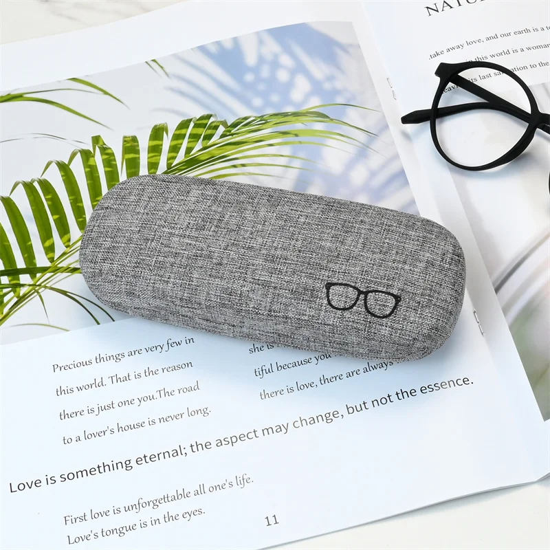 Retro Fashion Gray Glasses Case For Men Women Linen Cloth Eyeglass Cases Cover Hard Glasses Box Holder Eyewear Storage